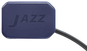 JAZZ branded hardware sensor module with compact enclosure and attached cable