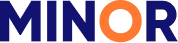 MINOR brand logo displayed in stylized blue and orange typography